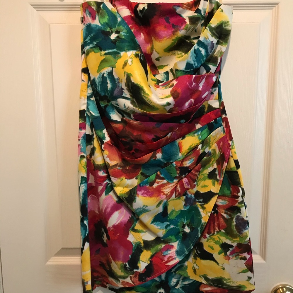 Floral strapless ruched mini dress, 9